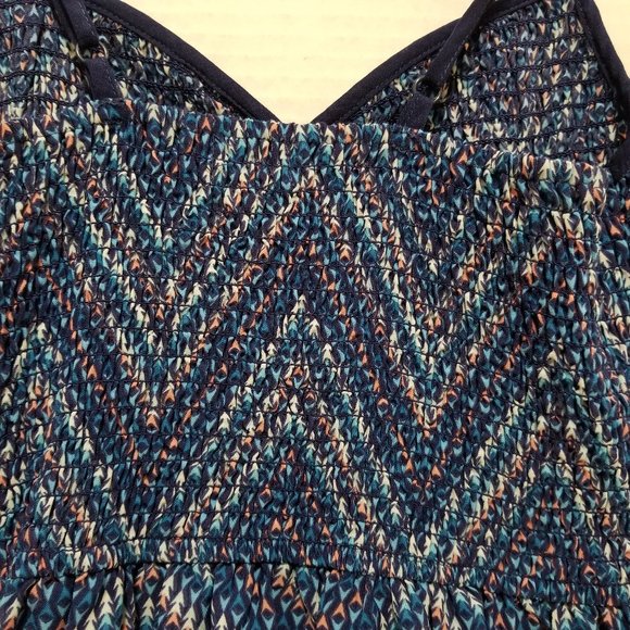 Mason + Mackenzie dress Small sleeveless geometric chevron print v-neck smocked - Picture 5 of 7